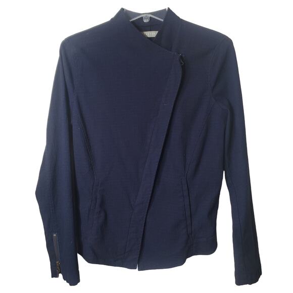 209wst38 Women’s Navy Blue Asymmetric Zip Jacket Size 8 - Picture 1 of 5